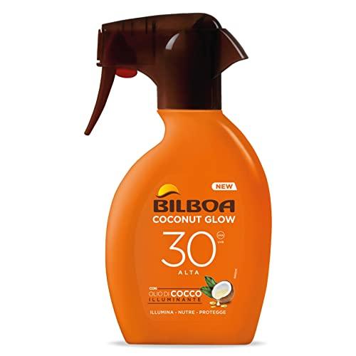 Bilboa Coconut Beauty Spray Solare Trigger con Protezione SPF 30, Spray Solare con Microperle di Jojoba e Cocco, Abbronzatura Luminosa, Protezione Resistente all'Acqua, 250 ml