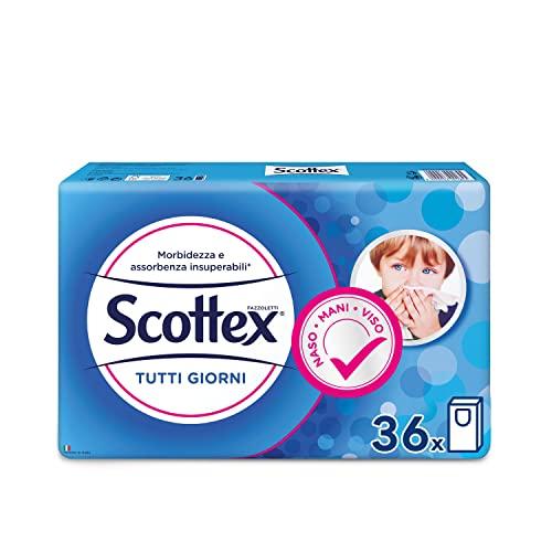 Scottex di Carta Fazzoletti Tutti i Giorni, 1 Confezione da 36 Pacchetti, Bianco