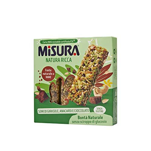 Misura Snack Cereali Natura Ricca | Barrette Cereali, Semi di Girasole, Anacardi e Cioccolato | Confezione da 84g