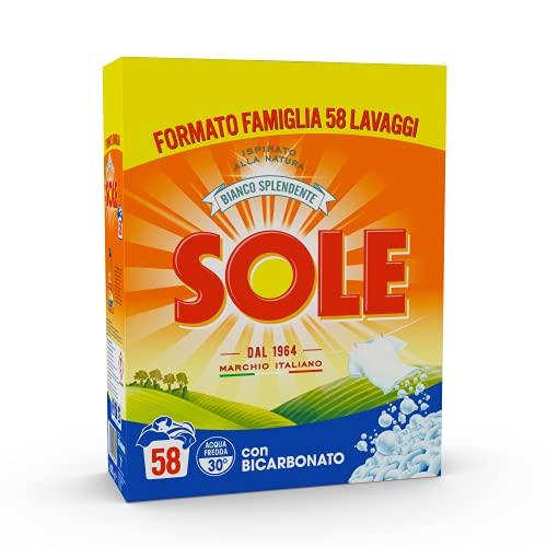 Sole Detersivo in Polvere, Bianco Splendente, 58 lavaggi, 3250 g