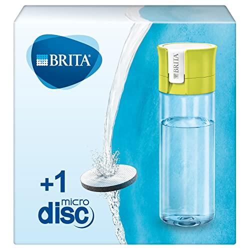 BRITA Borraccia filtrante per acqua, Lime (0.6l) - incl. 1 filtro MicroDisc per la riduzione di cloro, erbicidi, pesticidi e impurità