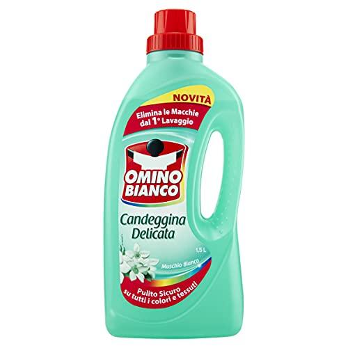 Omino Bianco - Candeggina Delicata, Tecnologia Anti Odor, Azione Igienizzante e Smacchiante, Essenza Muschio Bianco, 1500 ml