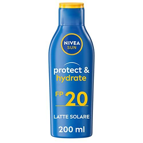NIVEA SUN Crema Solare Protect & Hydrate FP20 in flacone da 200 ml, Crema solare che idrata per 48h, Crema solare idratante corpo con formula biodegradabile