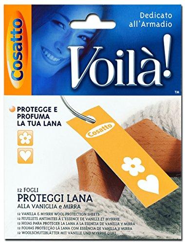 Voilà! Vaniglia E Mirra Proteggi Lana Foglietti, Cartoncino, Giallo, 11.5x0.1x4.5 cm, 12 unità