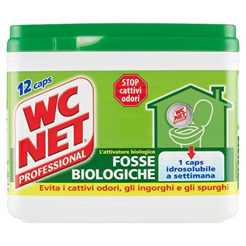 Wc Net Professional - Fosse Biologiche, Capsule Idrosolubili per WC, Scioglie gli Ingorghi, 12 Caps, 216 gr