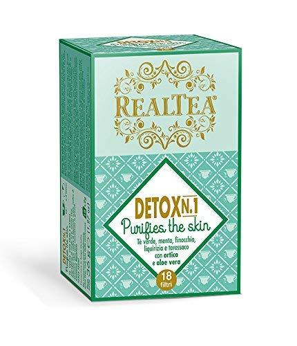 Realtea Detox N. 1 Purifies The Skin - Infuso con tè verde, menta, finocchio, liquirizia, tarassaco, ortica e aloe vera