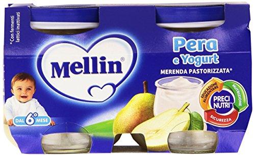 Mellin - Merenda Pastorizzata, Pera & Yogurt, 2 x 120 g - 240 g - [confezione da 12]