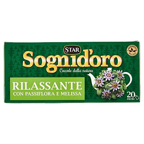 Sognid'Oro Tisana Rilassante con Passiflora, Camomilla, Melissa e Biancospino, 20 x 2g