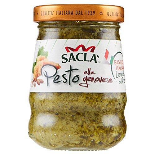 Saclà, Pesto alla Genovese, Condimento per Pasta e per Arricchire i Tuoi Piatti, con Basilico Fresco Italiano, Vaso Vetro, 90g