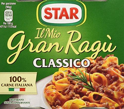 Star - Il Mio Gran Ragù, Classico, 100% Carne Italiana - 3 confezioni da 2 latte da 180 g [1080 g, 6 latte, 12 porzioni]